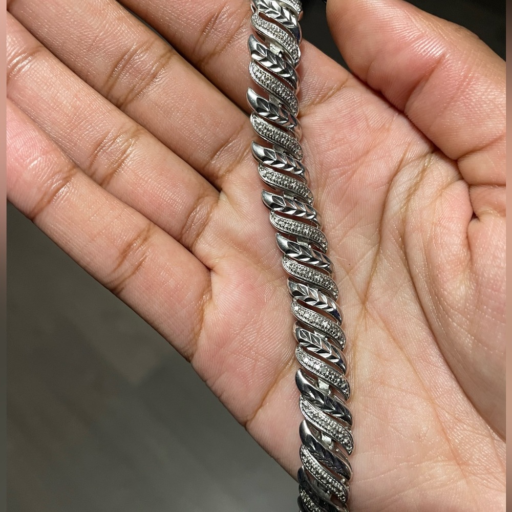 Sterling Silver Angle Patterned Bracelet - image 4